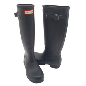 Hunter Original Tall Rubber Rain Boots Womens 6 Buckle Black Outdoor Waterproof